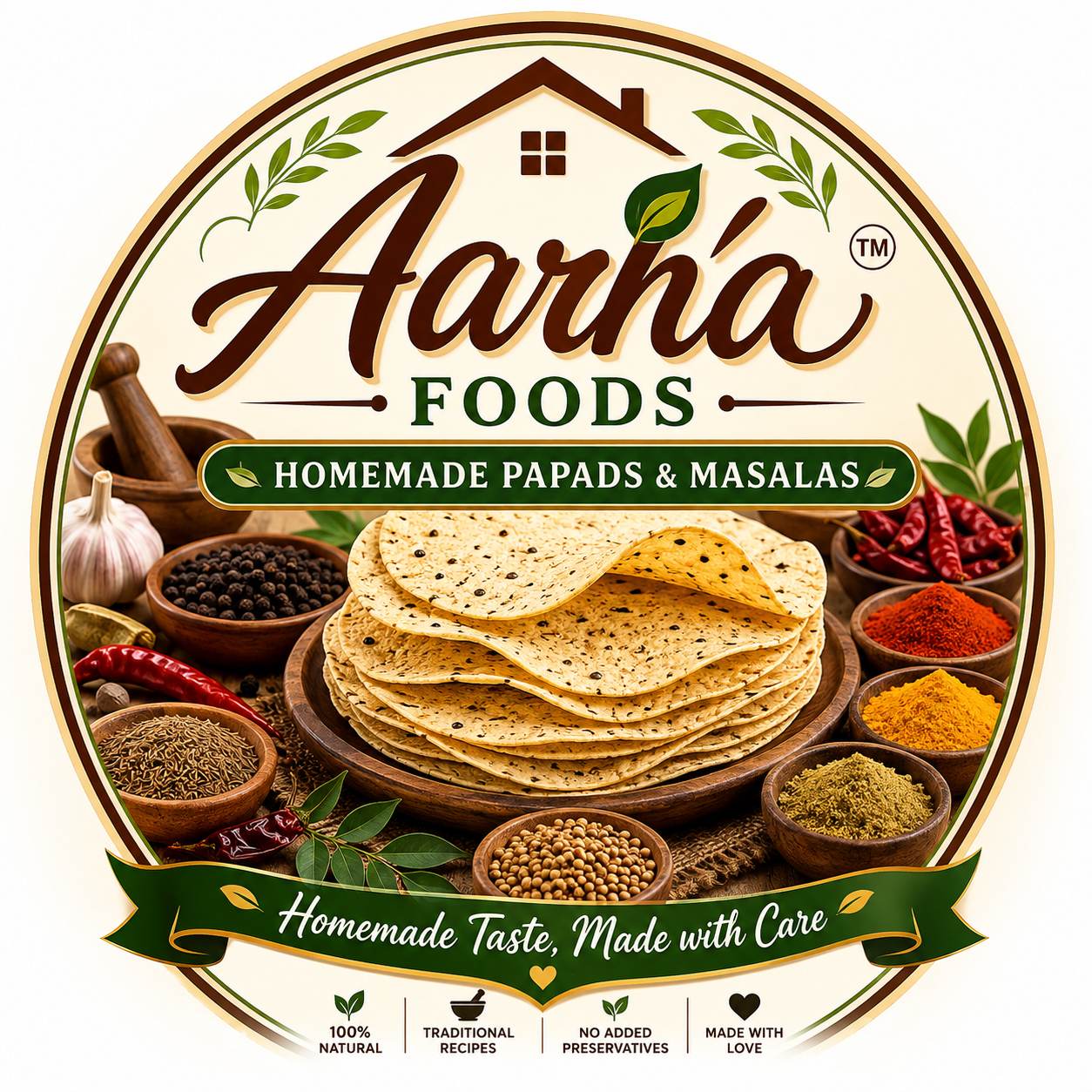 Aarha Foods - Homemade Papads & Masalas
